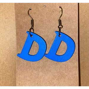 ☀️3/$12☀️ Letter “D” Wood Earrings (Blue)